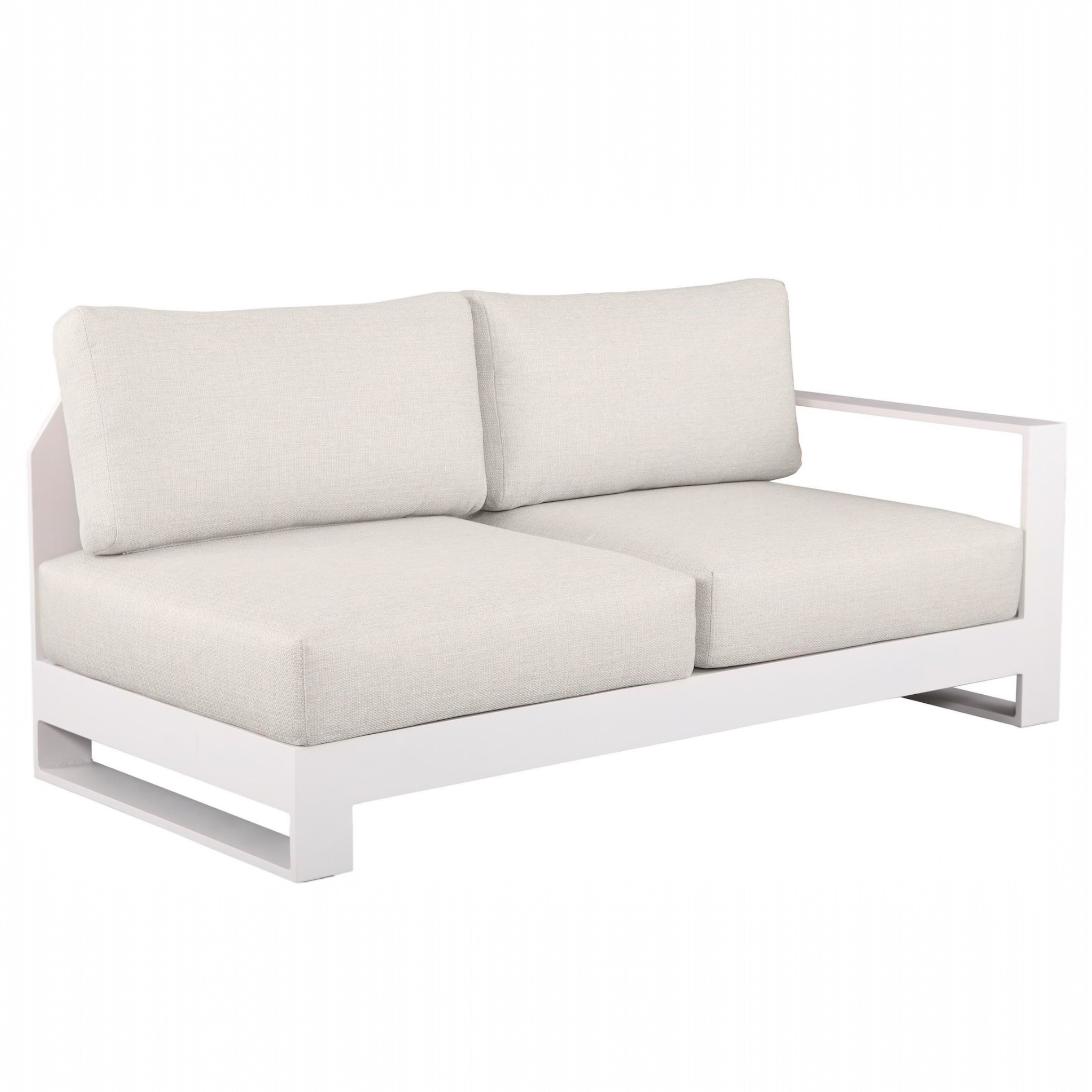Méridienne gauche en aluminium blanc et coussin beige