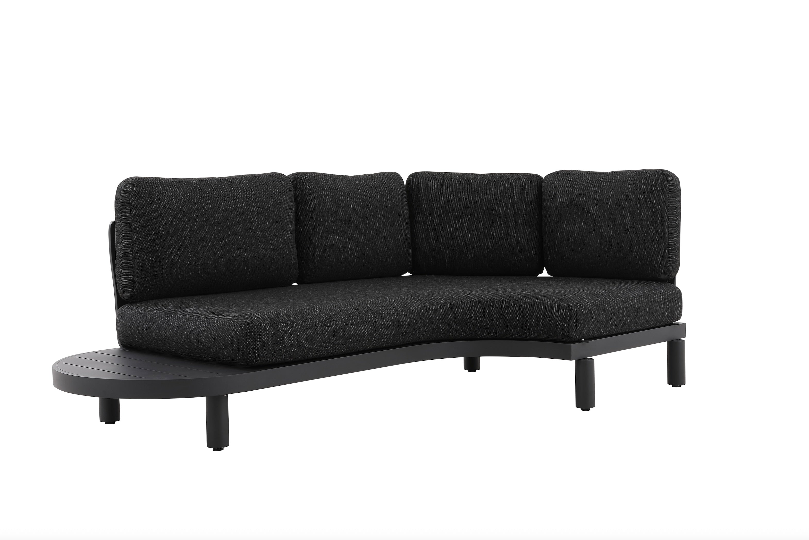 Méridienne ALBA en aluminium noir avec coussins anthracite