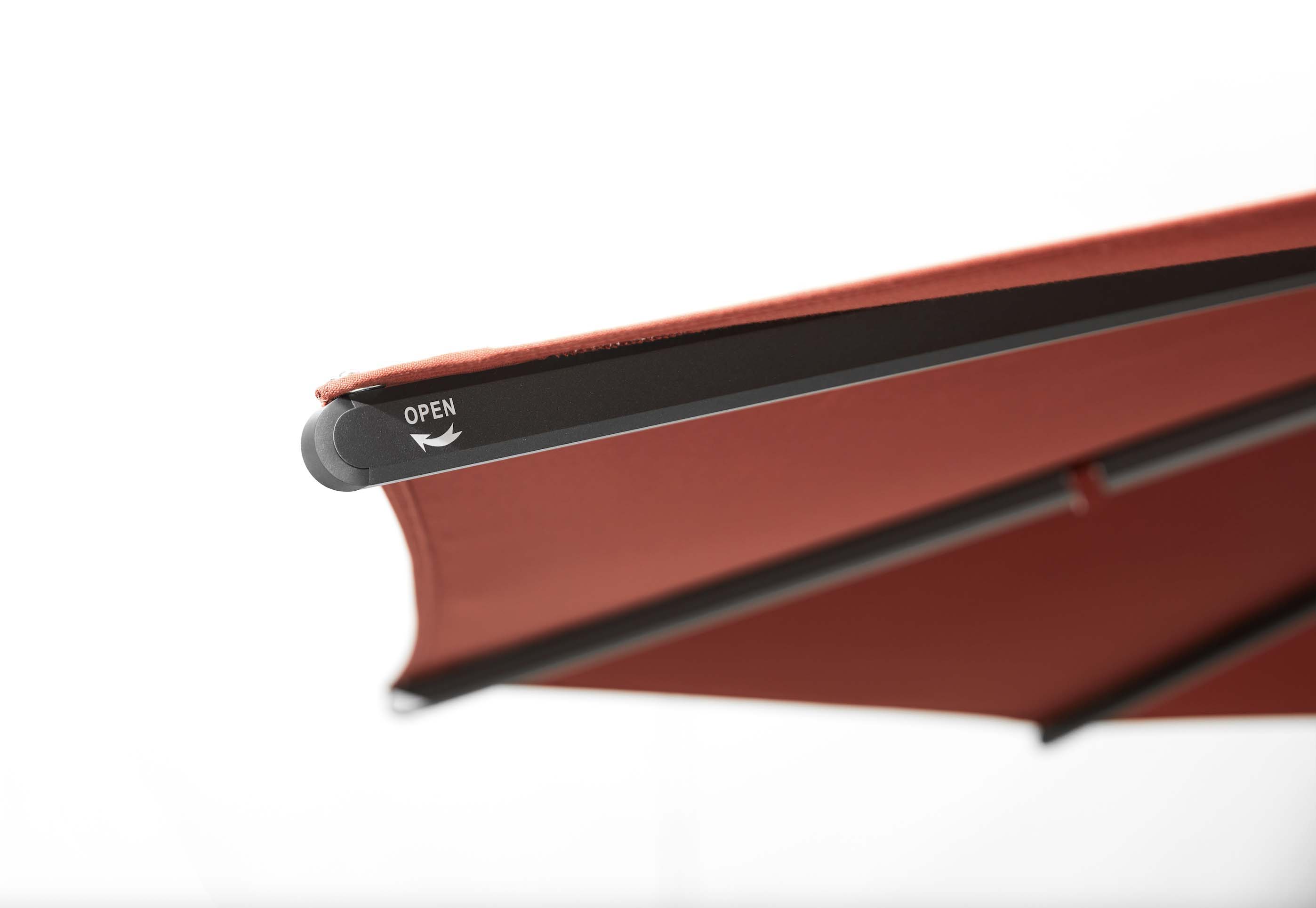 Parasol en aluminium noir avec toile acrylique 2.75 X 2.75 M - LOLI ROUGE