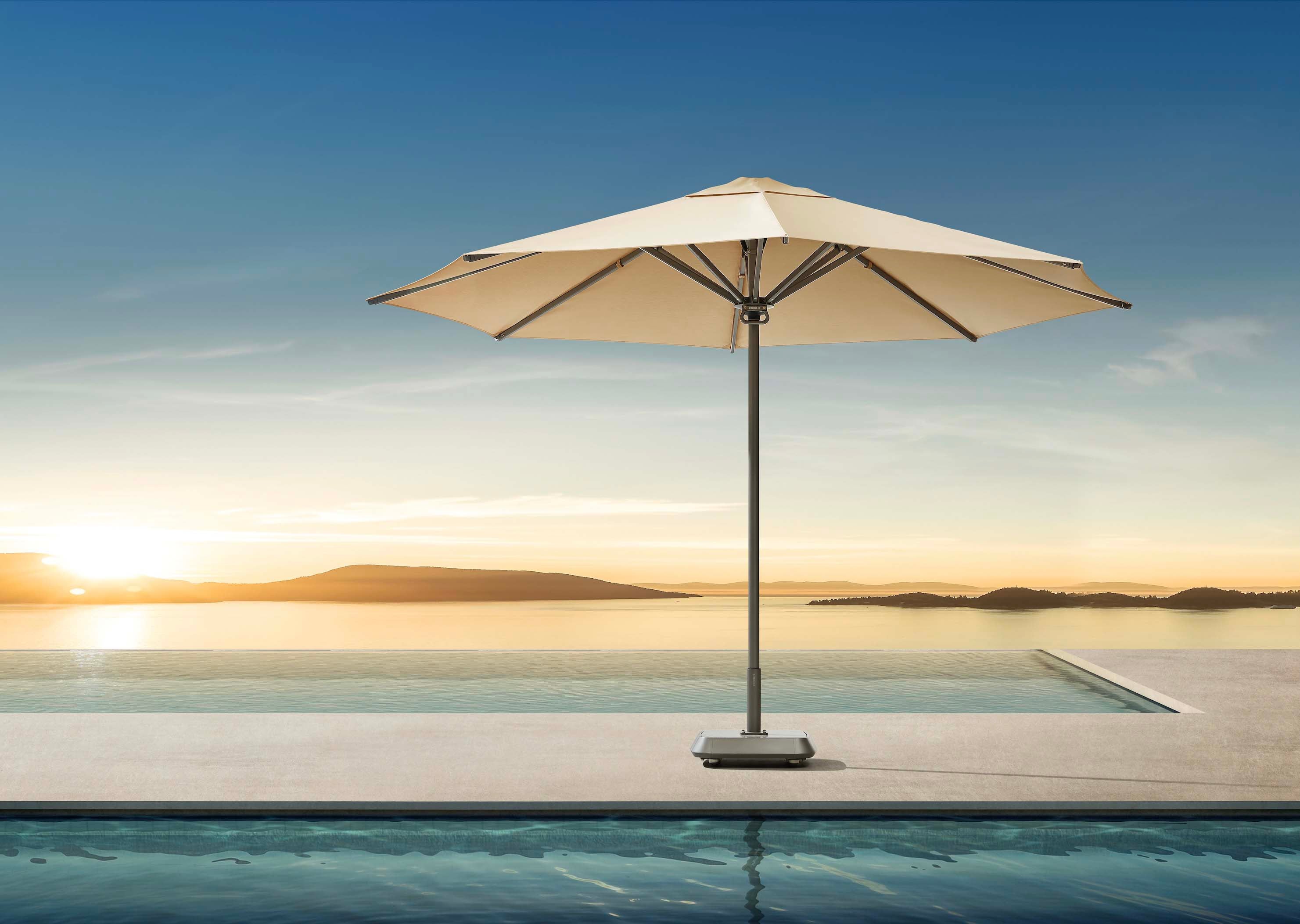 Parasol en aluminium gris avec toile acrylique 2.75 X 2.75 M - LOLI BEIGE