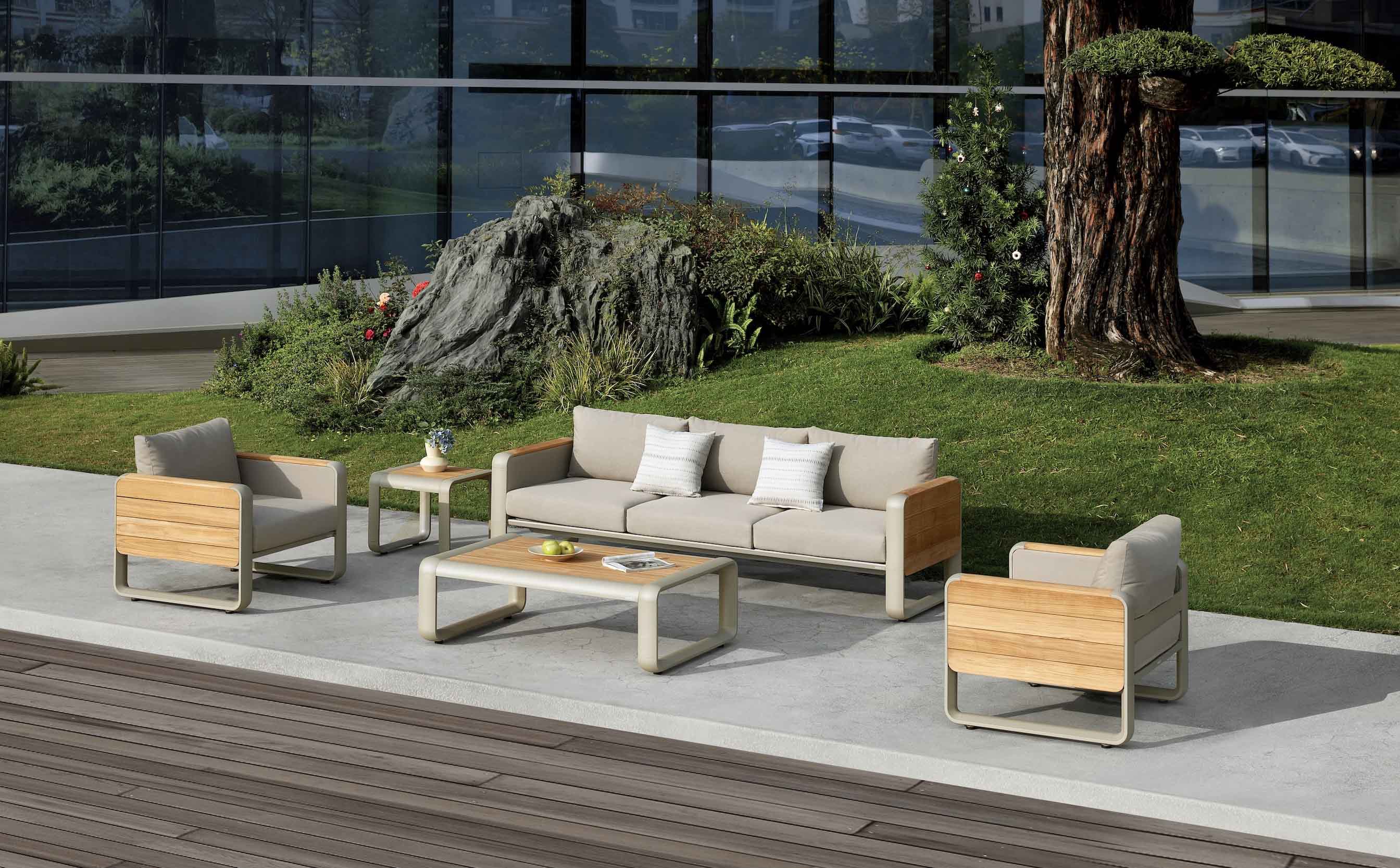 Mobilier de jardin en aluminium et en teck - TALIA