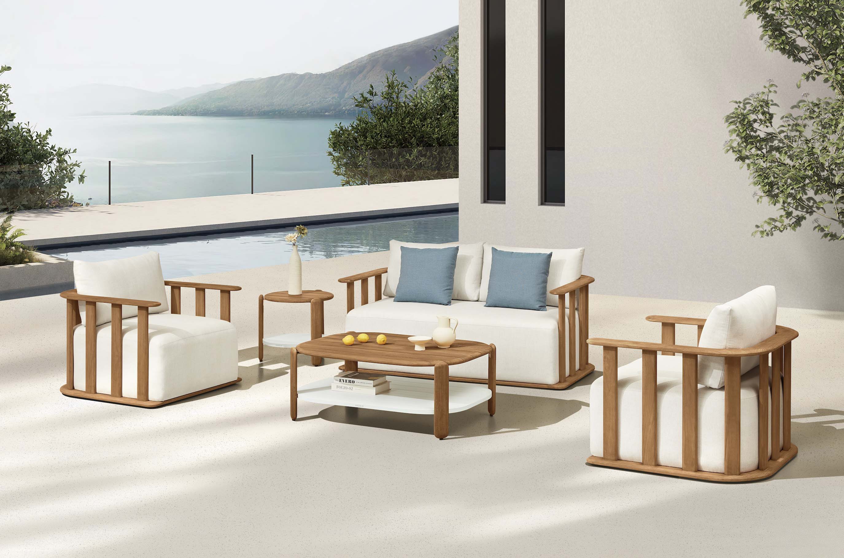 Salon de jardin haut de gamme en teck massif 4 places  - ROMA