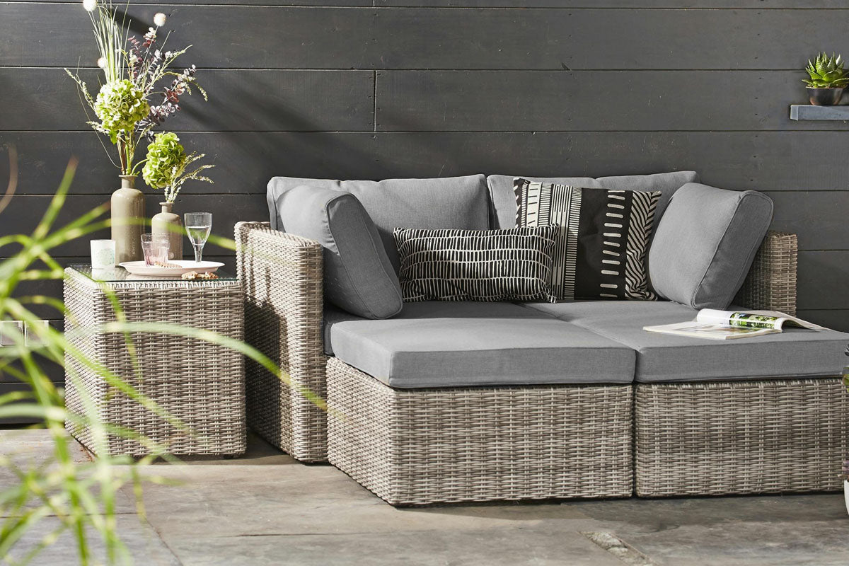 Salon de jardin modulable résine tressée - JADE dégradé gris foncé