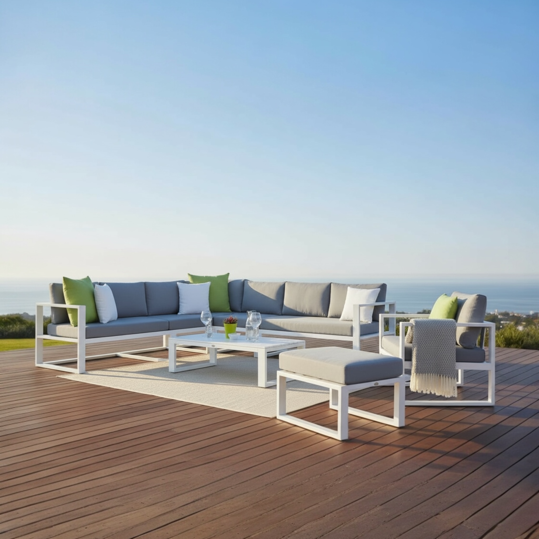 Grand canapé d'angle en aluminium haut de gamme 8 places - BELLY COOL