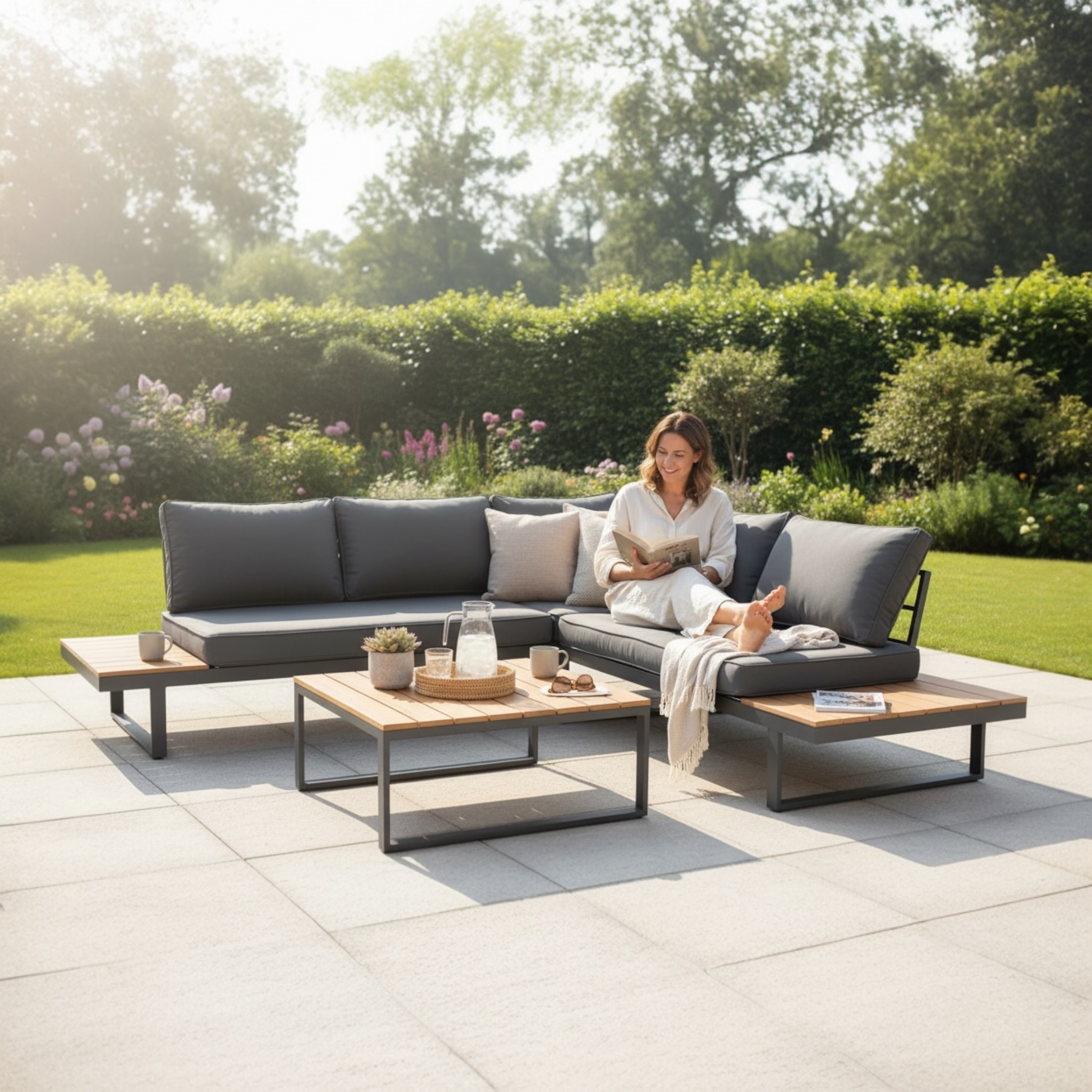 Salon de jardin en aluminium - STACY GRIS