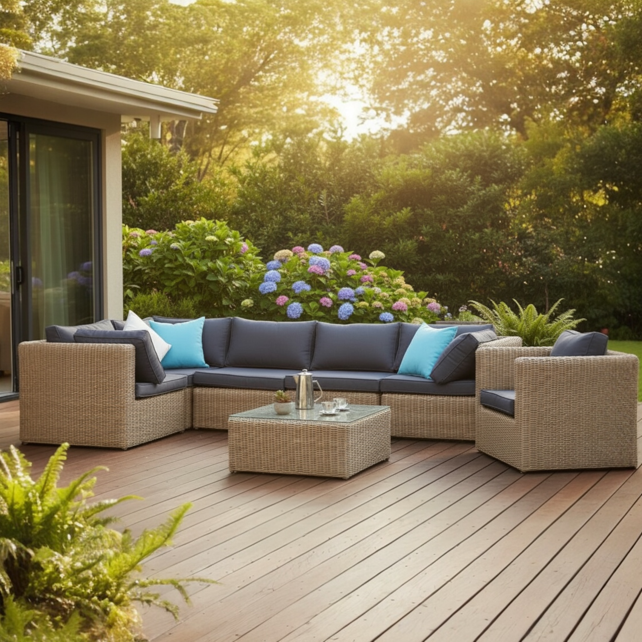 Salon de jardin modulable résine tressée ronde - LIBERTY OSIER