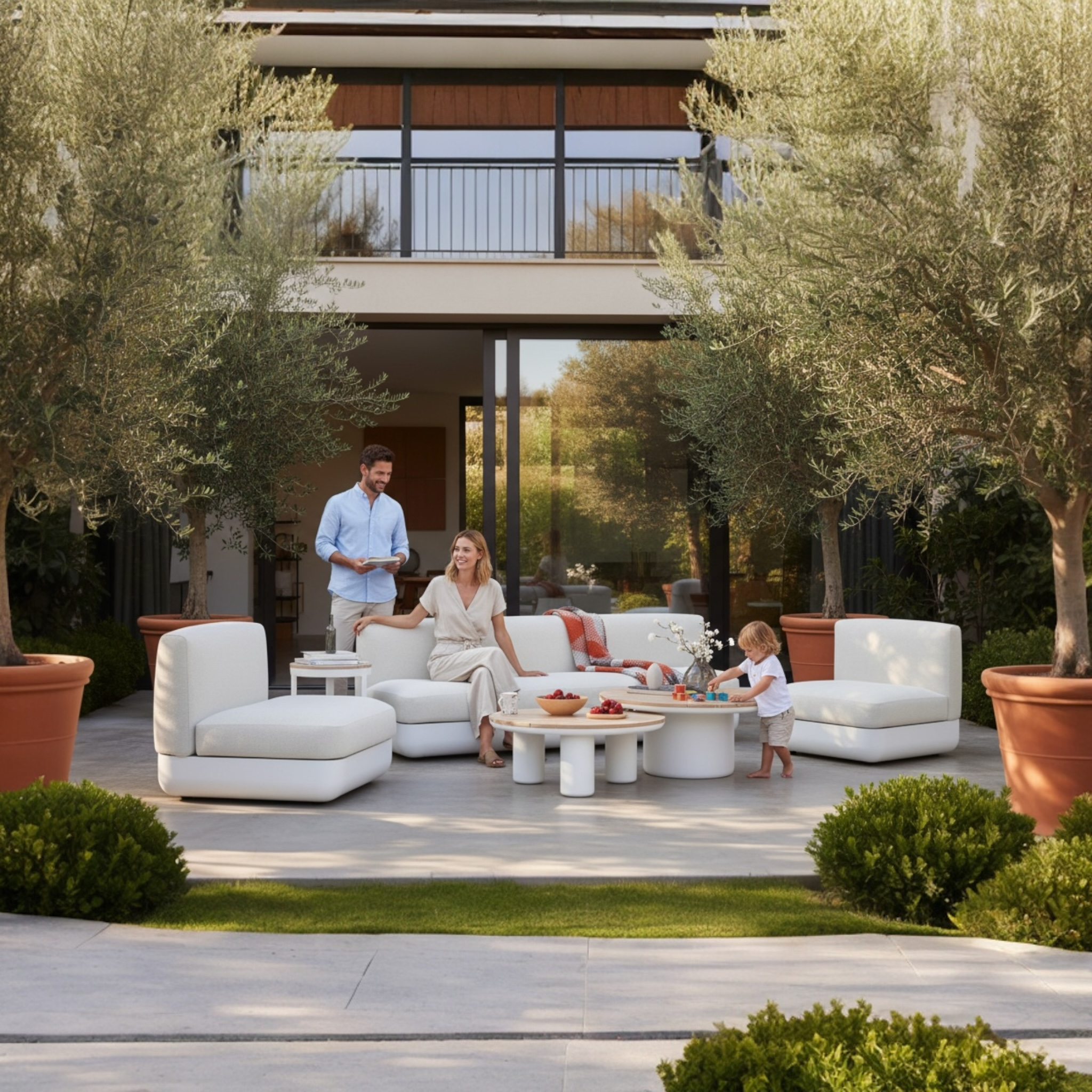 Salon de jardin haut de gamme en aluminium blanc - MAÉ