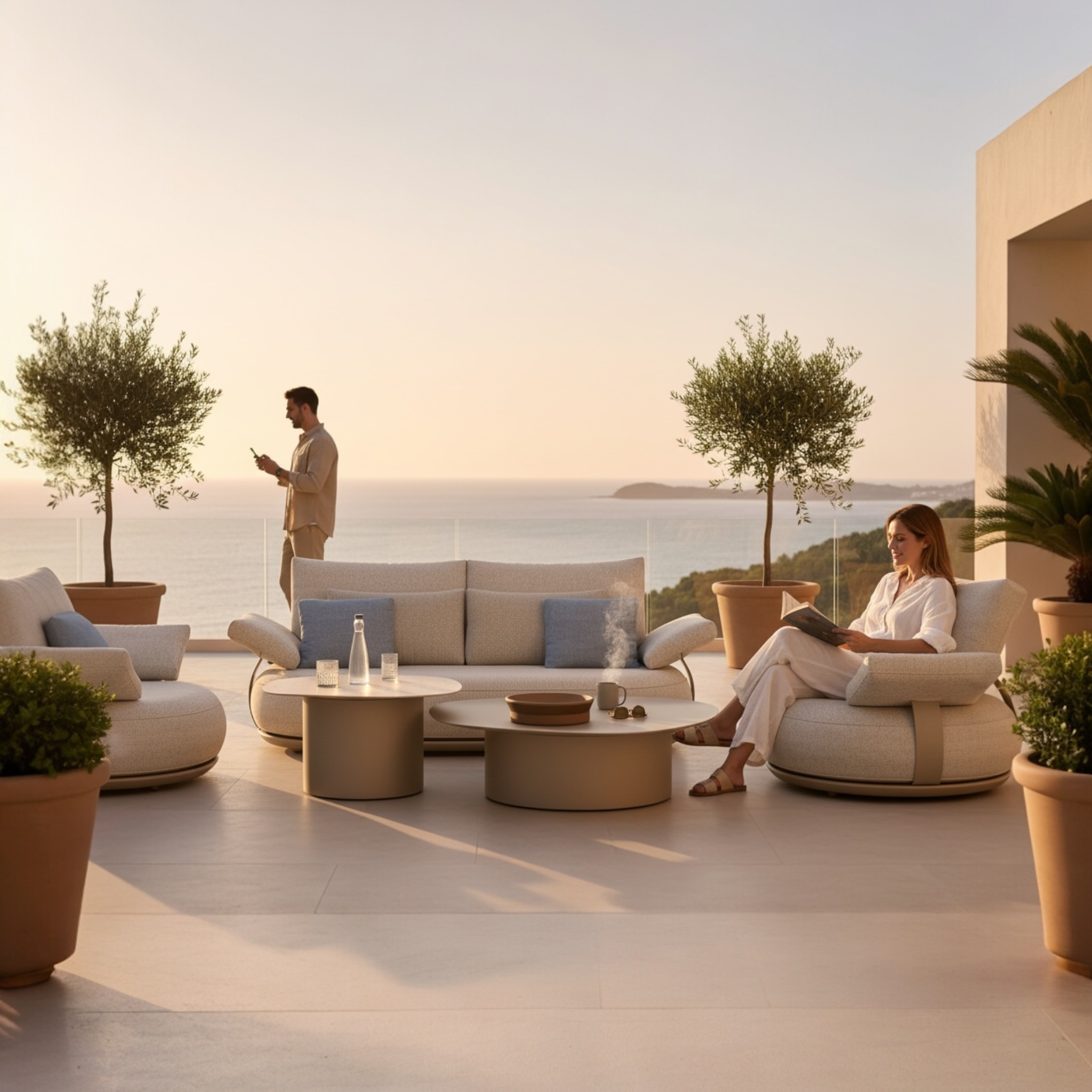 Salon de jardin modulable luxe design en aluminium 4 places -  ELYO