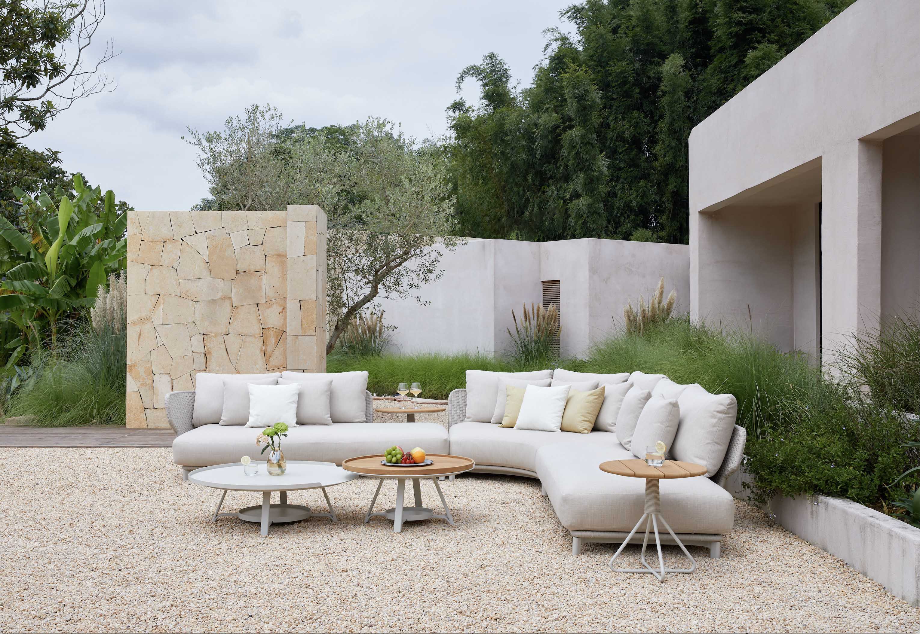 Salon de jardin d'angle en aluminium et corde tressée - CHARLY