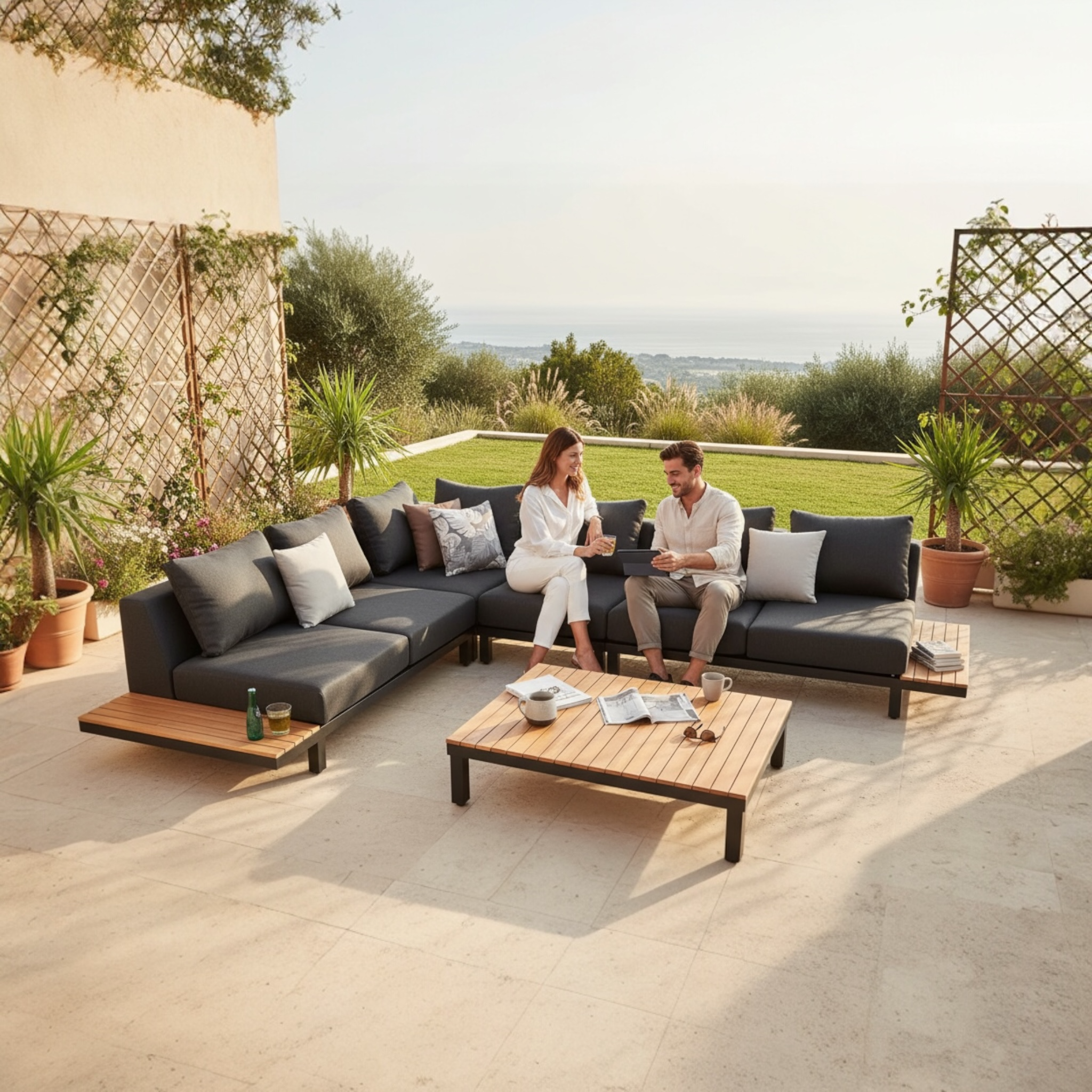 Salon bas de jardin design moderne Orsy noir