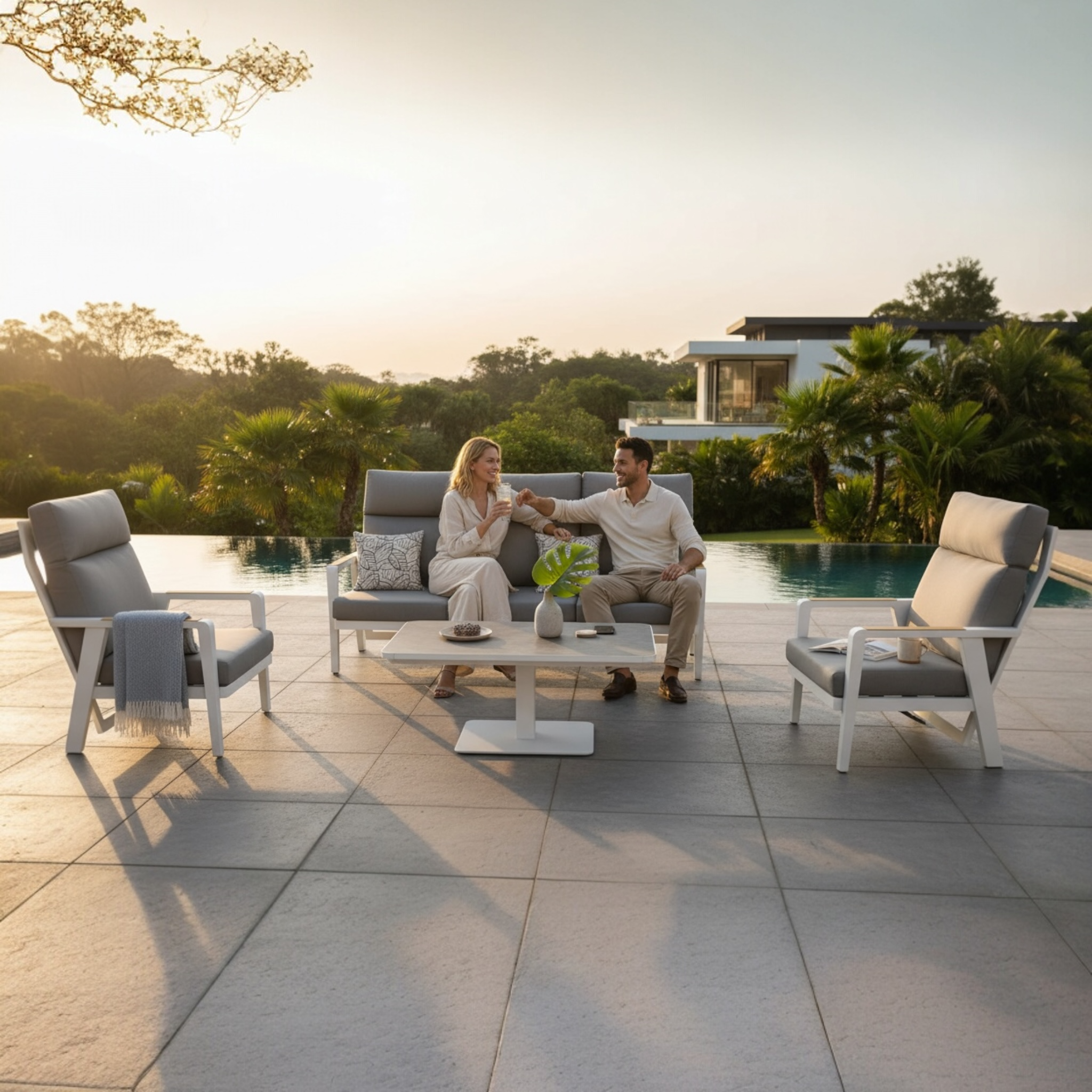 Salon bas de jardin avec dossier haut Marius