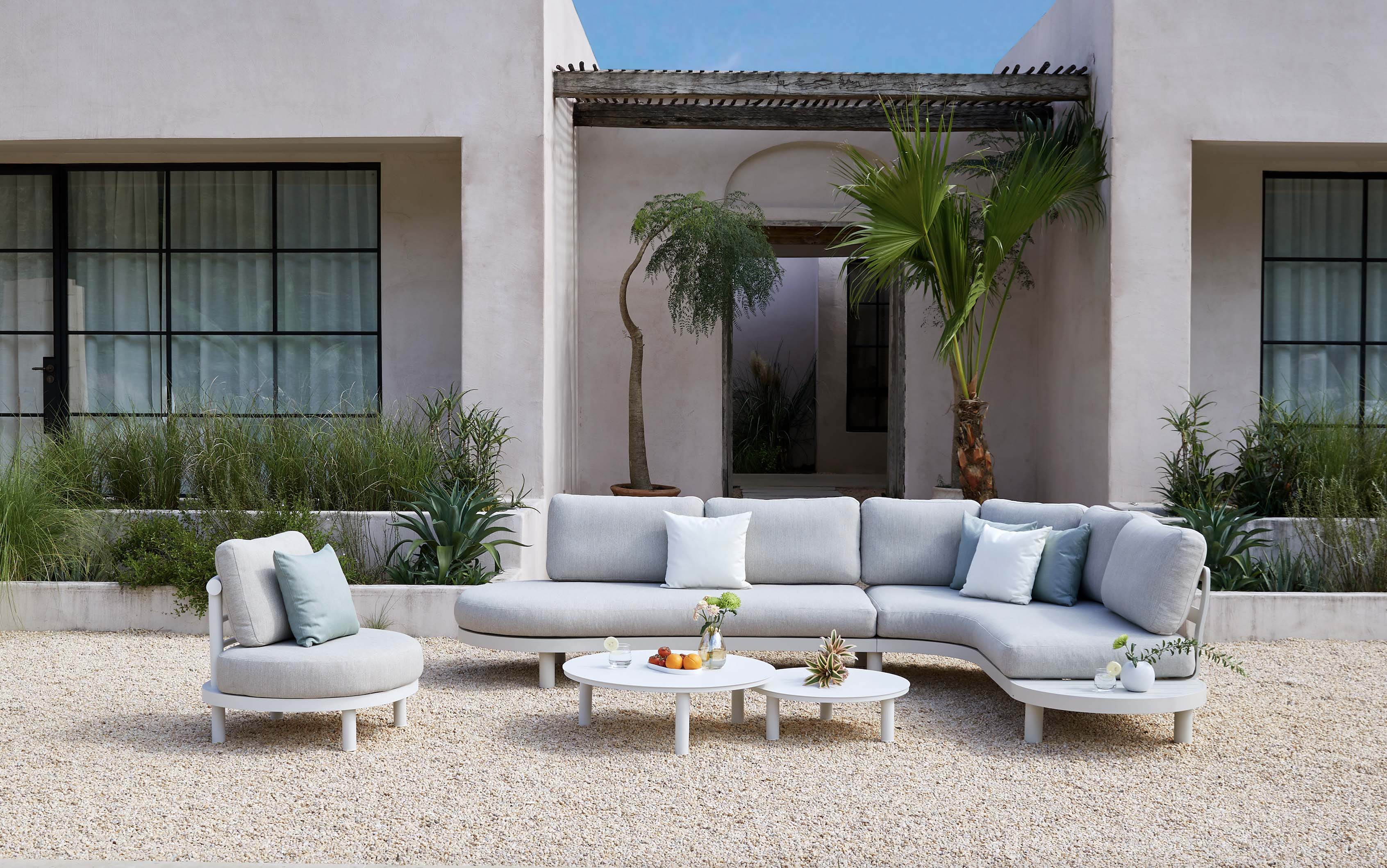 Salon de jardin haut de gamme d'angle en aluminium - ALBA