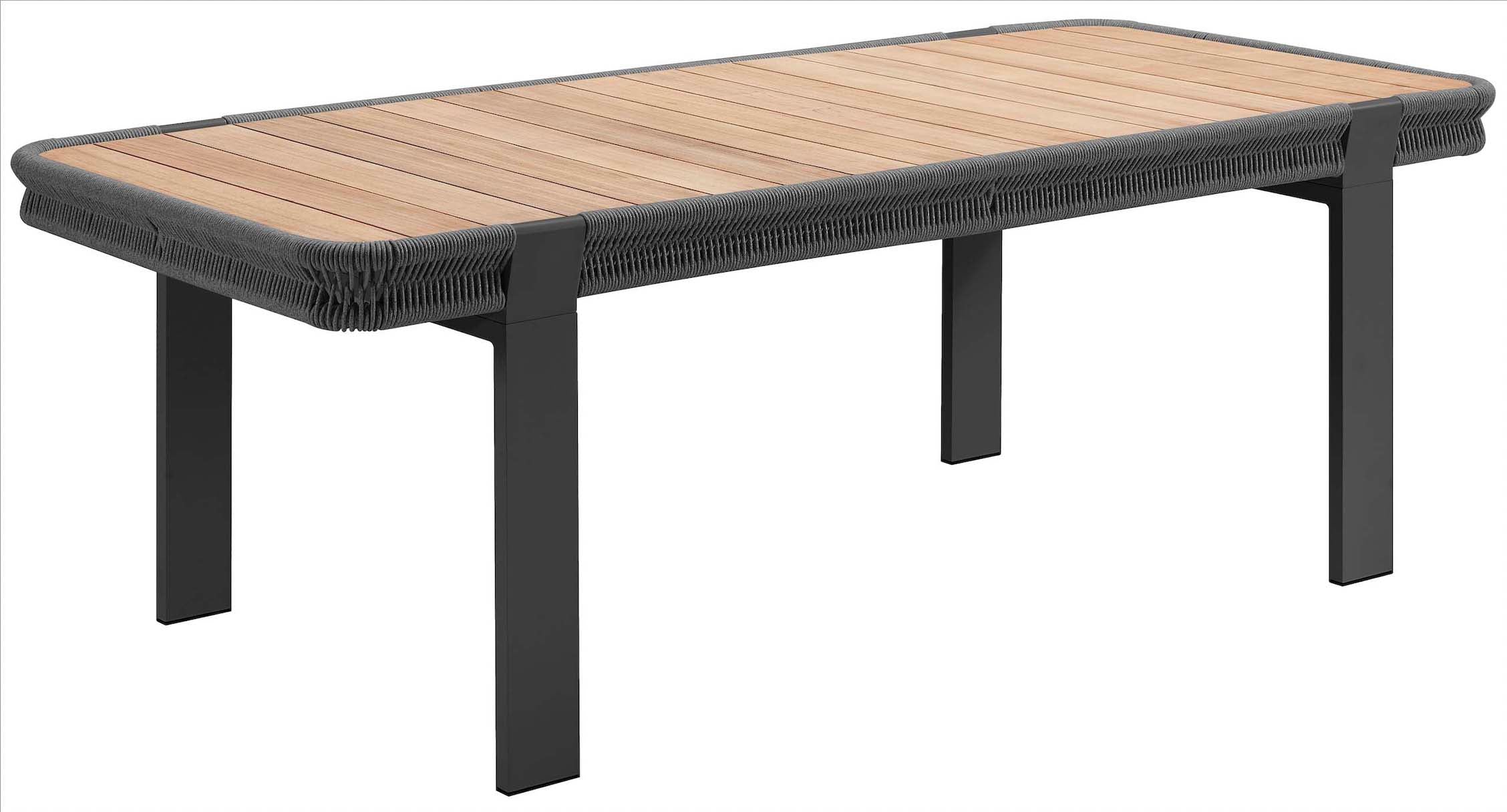 Ensemble de repas extérieur en aluminium et corde - OLBY NOIR