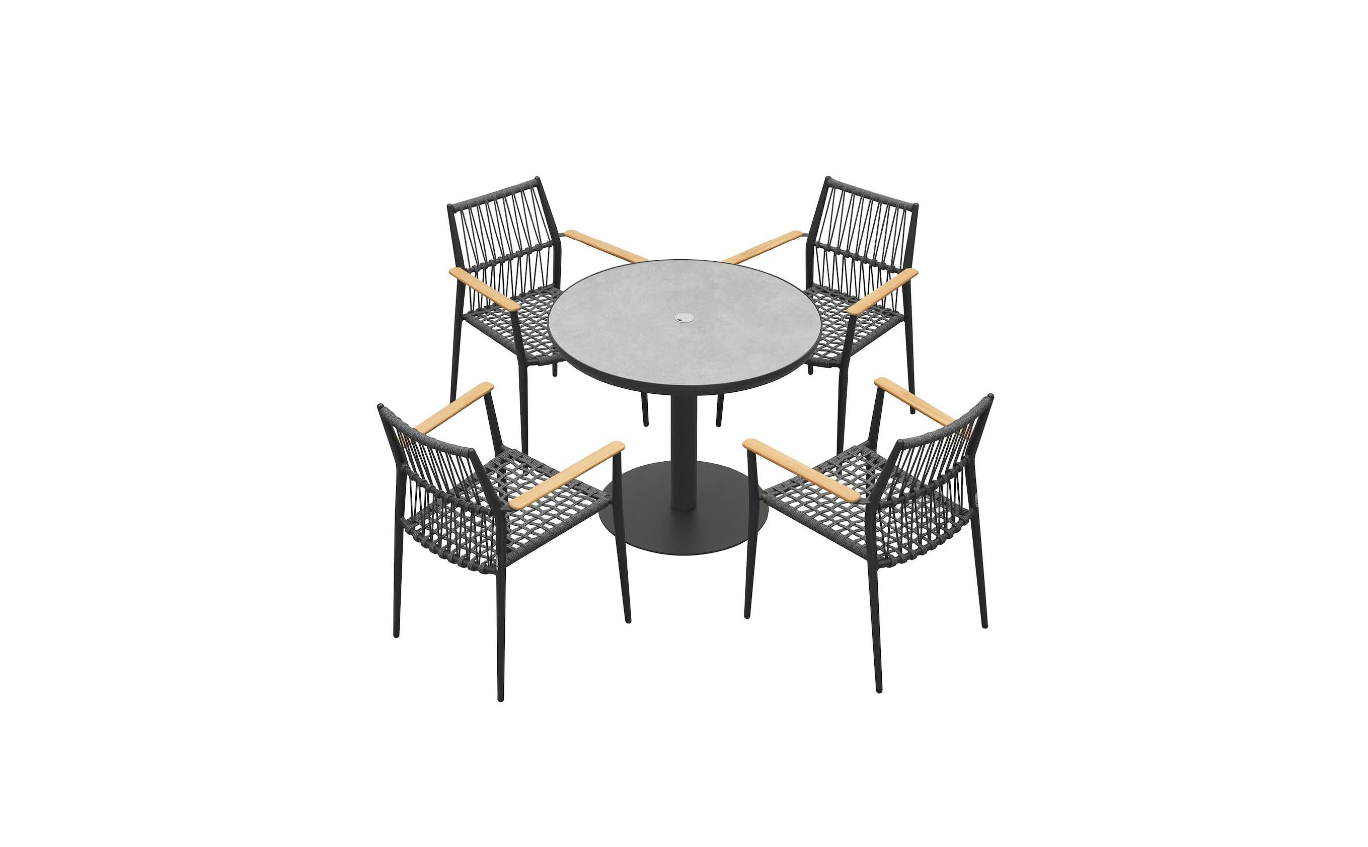 Table de terrasse ronde en aluminium noir D90 - SARRAN
