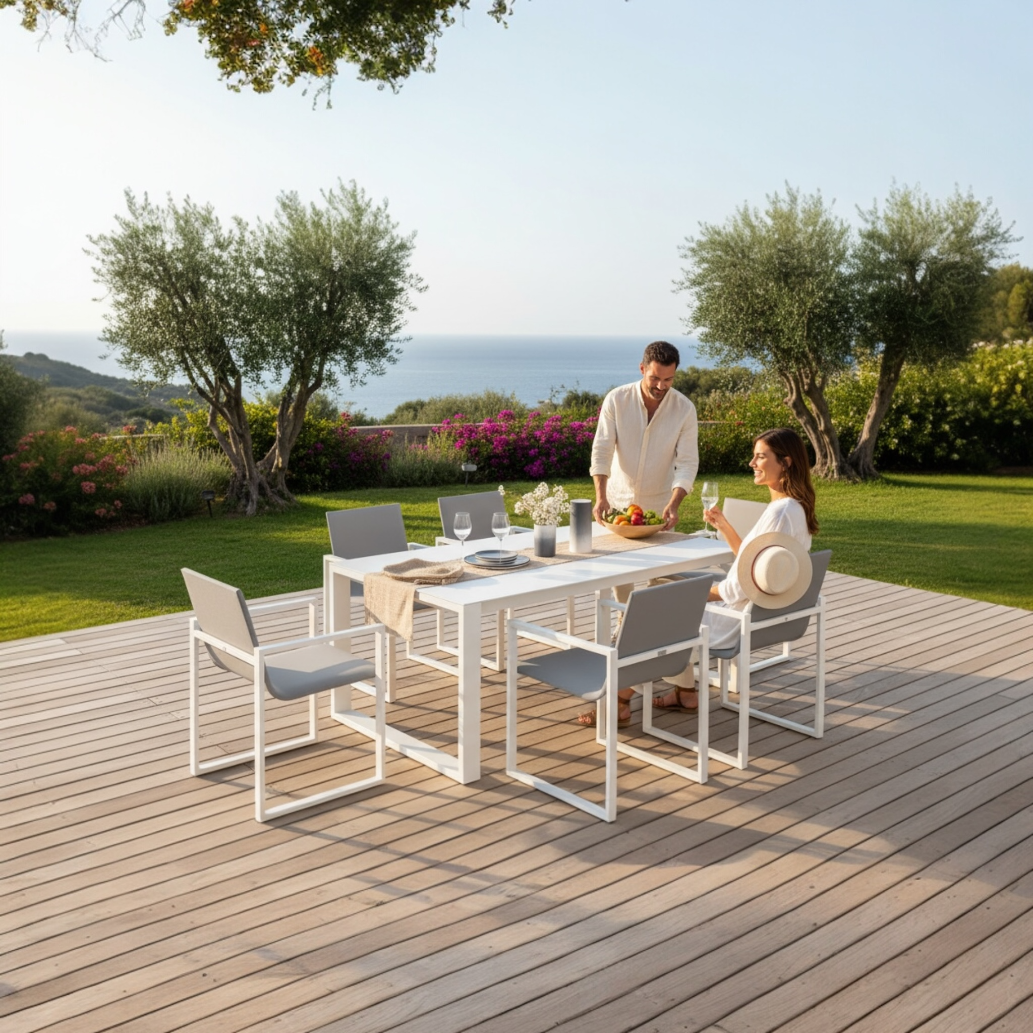 Table de jardin en aluminium - COMO avec plateau en céramique 200/240CM