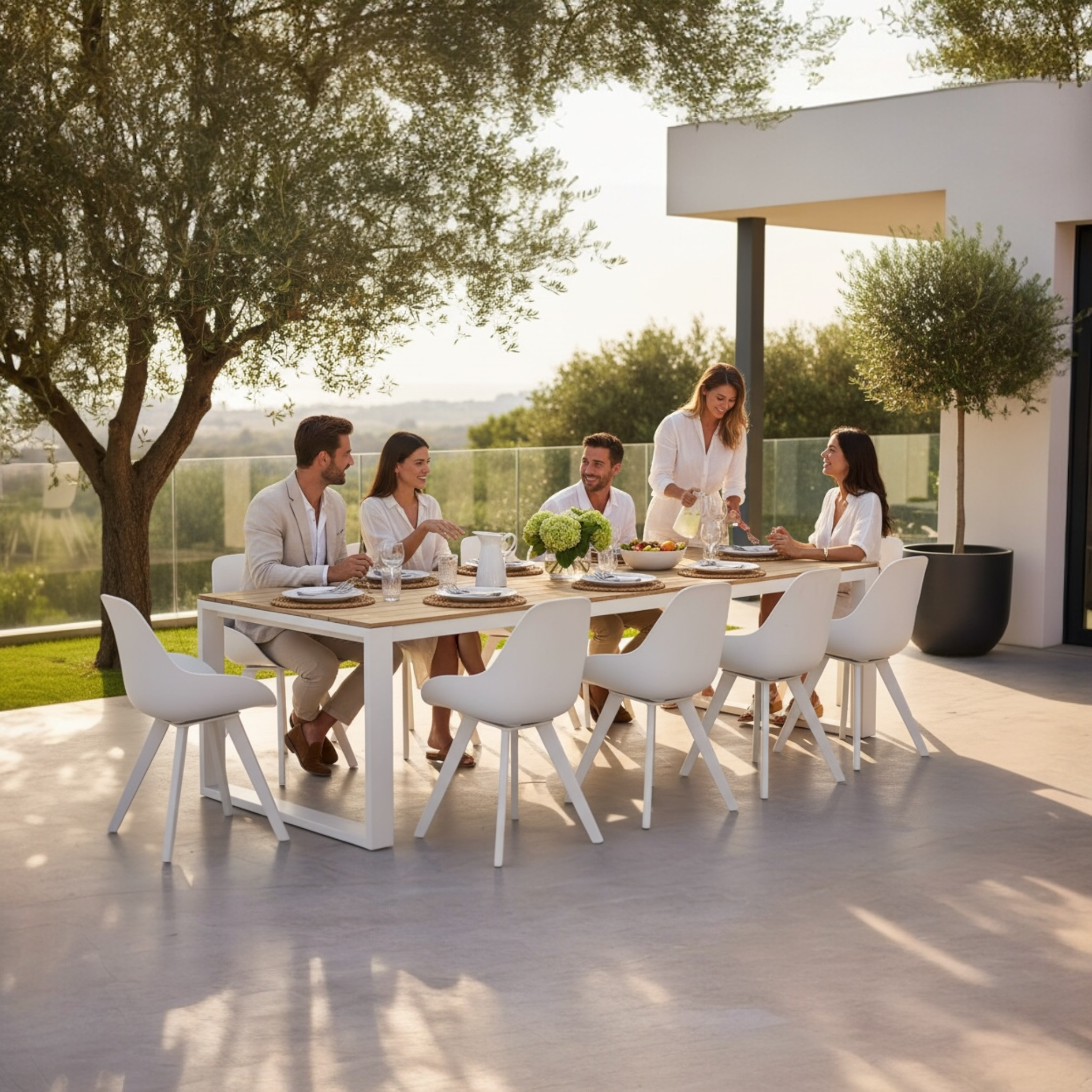 Table de jardin en teck et aluminium haut de gamme - COMO 240CM