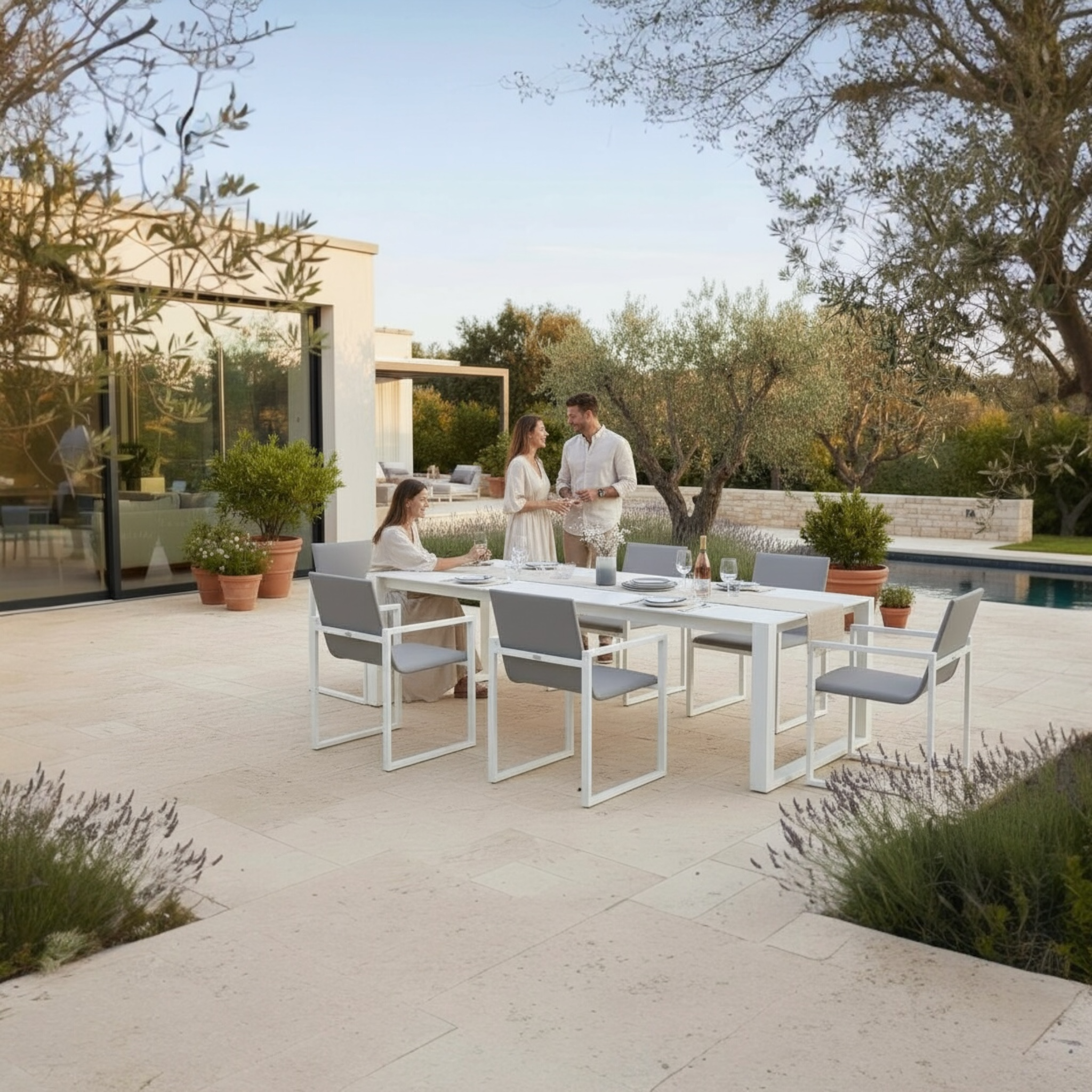 Table de jardin en aluminium - COMO avec plateau en céramique 200/240CM