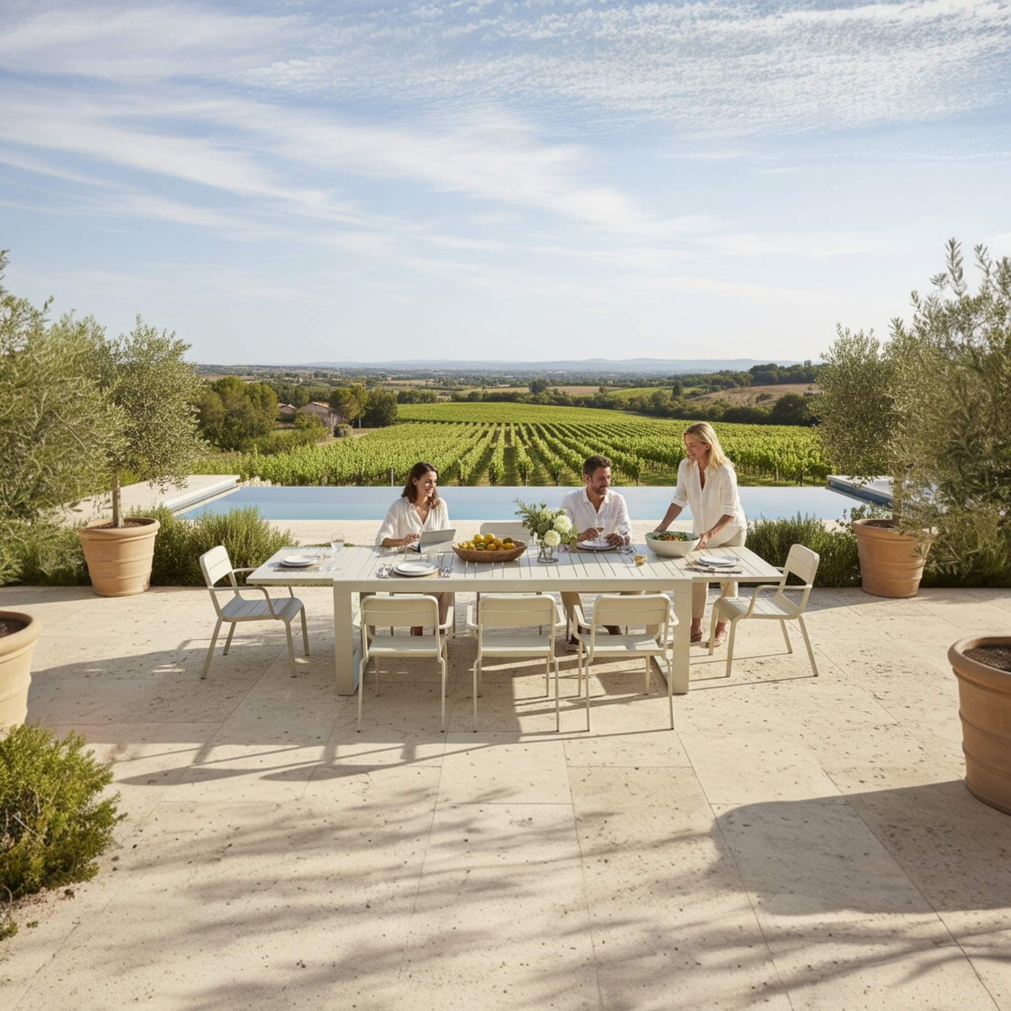 Table de jardin JENNA en aluminium beige