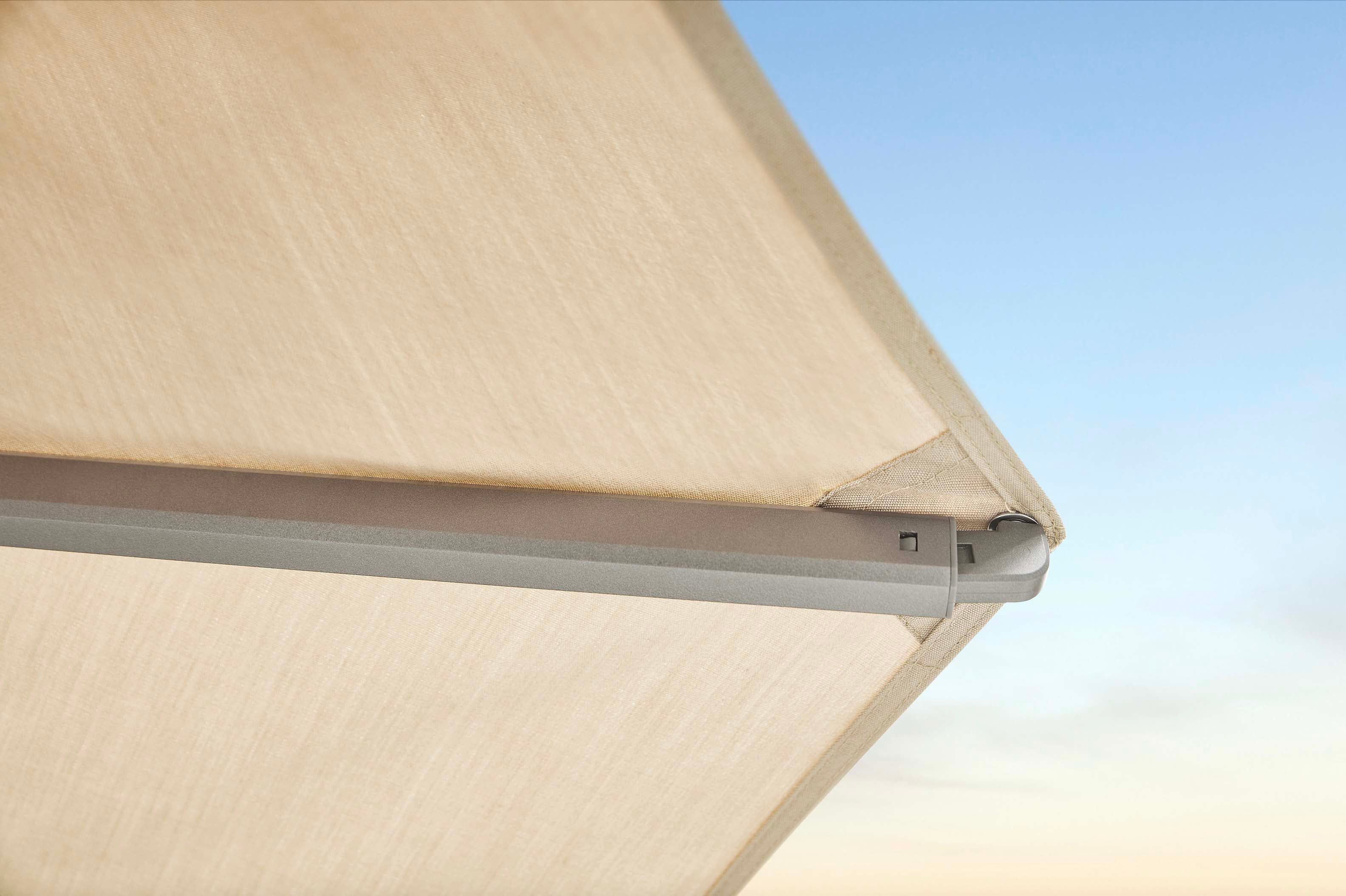 Parasol en aluminium gris avec toile acrylique 2.75 X 2.75 M - LOLI BEIGE