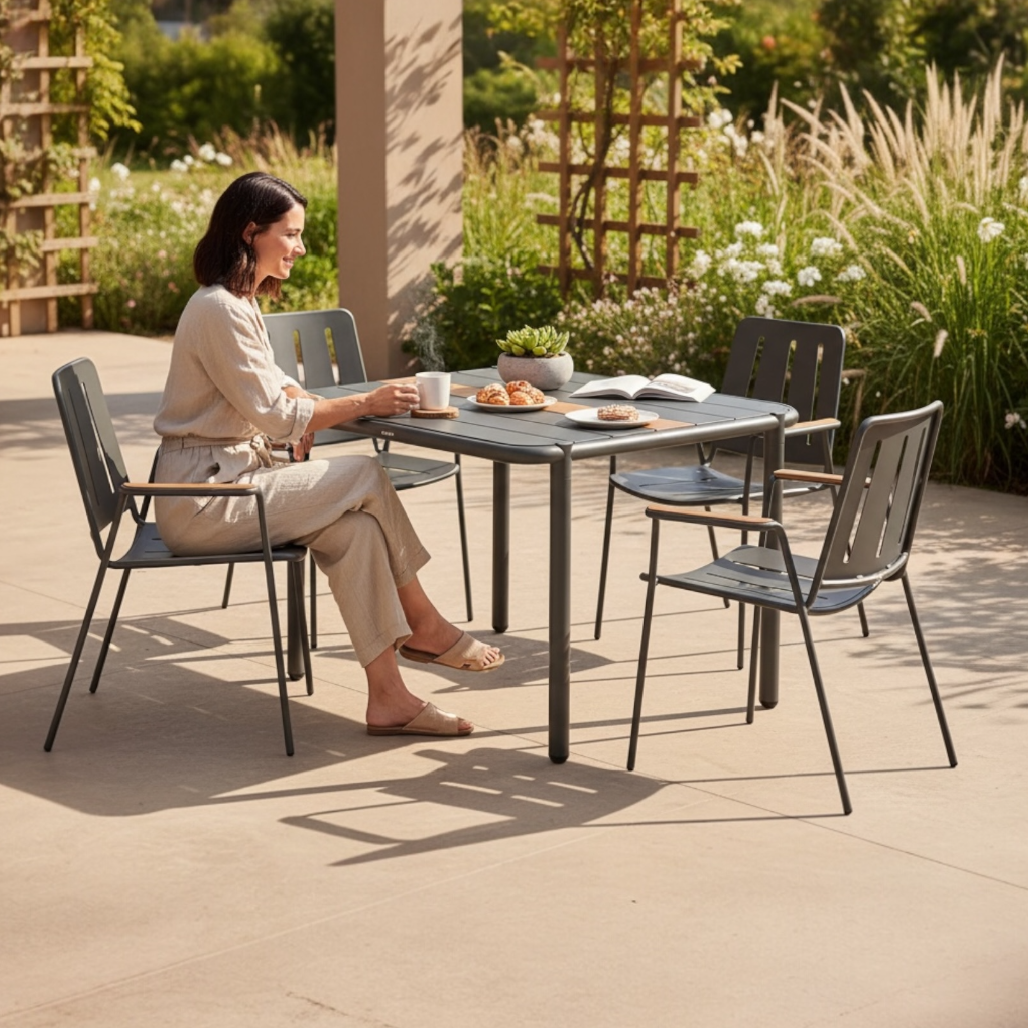 Table de terrasse balcon alu Noir Sarran 