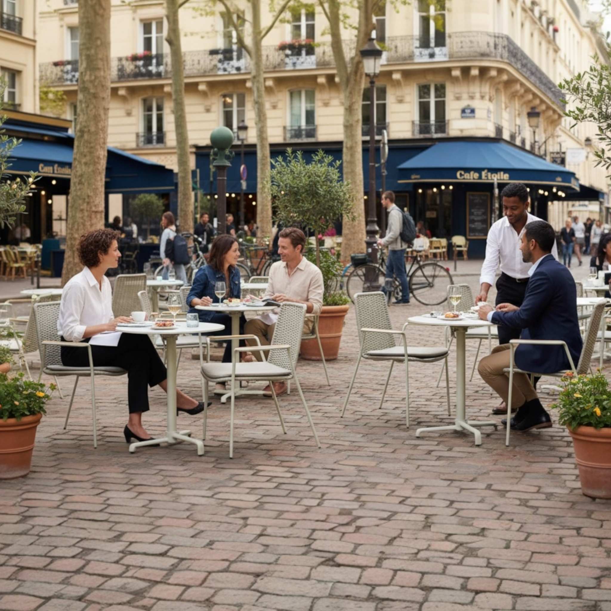 Table repas ronde de terrasse Bistrot  2 PLace Sarran