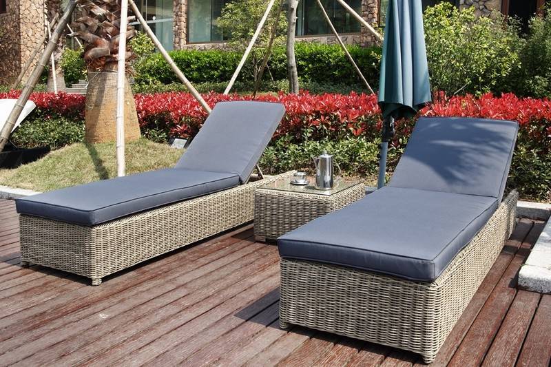 Duo Bains de soleil roulettes résine tressée ronde - DUNE OSIER