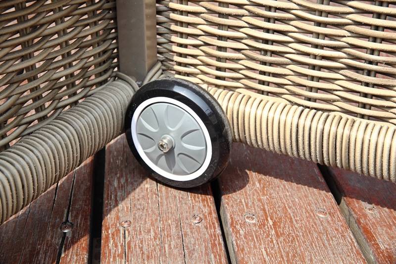 Duo Bains de soleil roulettes résine tressée ronde - DUNE OSIER