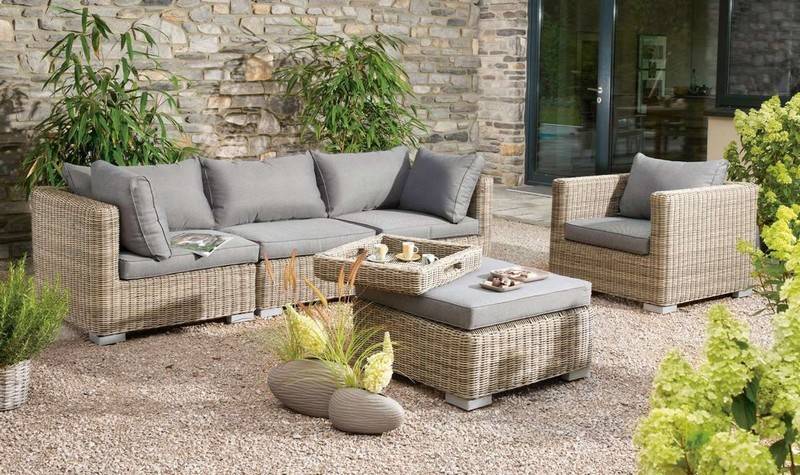 Salon de jardin modulable résine tressée ronde - PHILIPPINE