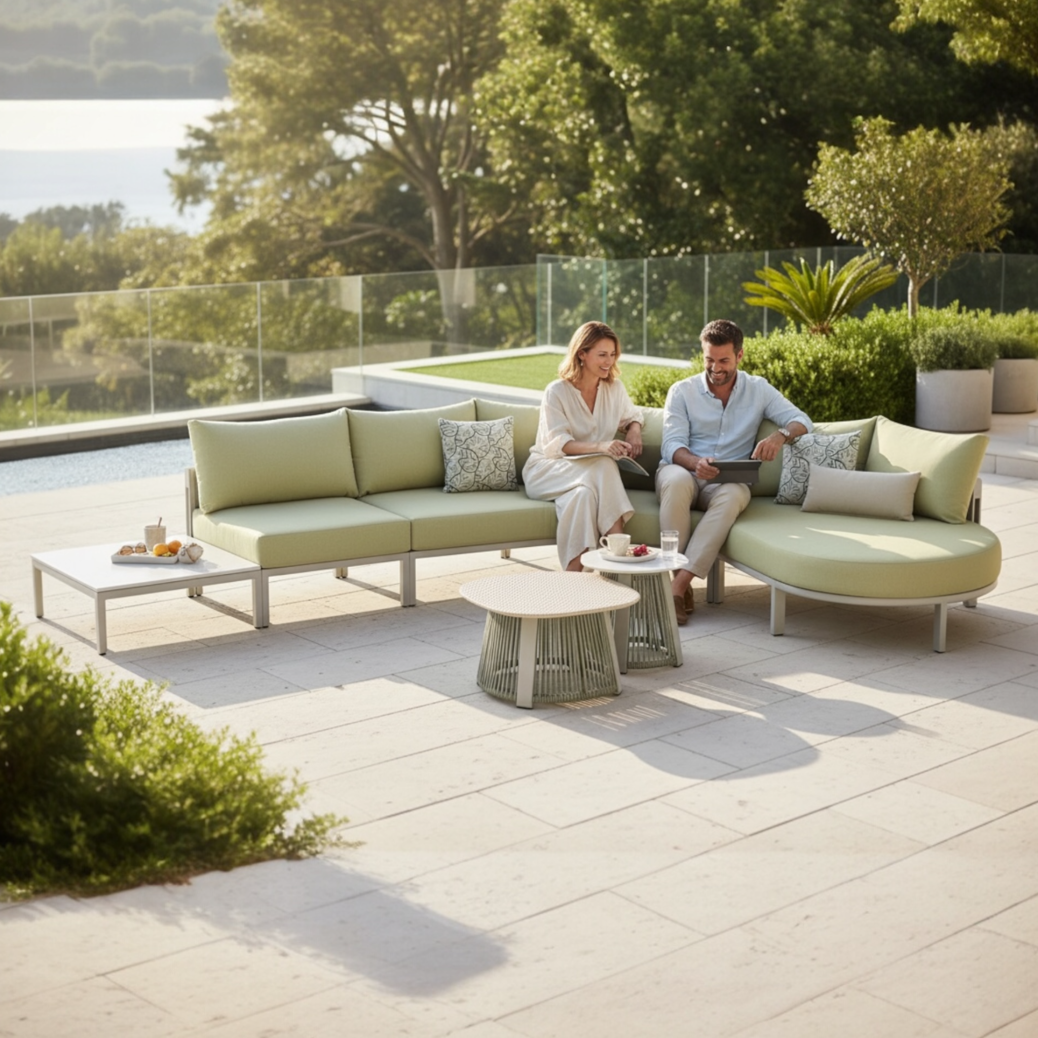 Salon bas de jardin design haut de gamme Milan beige